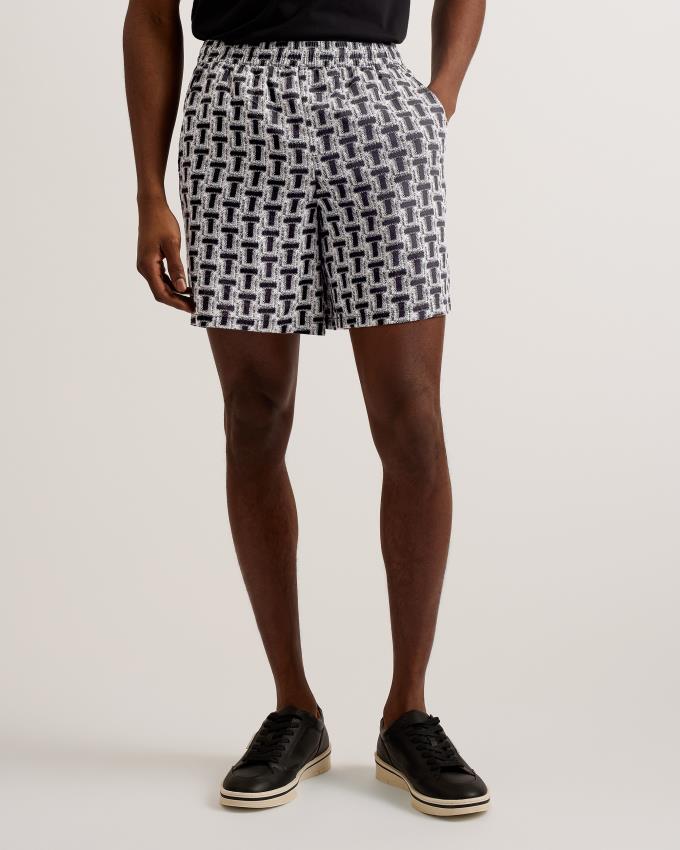 Short Ted Baker Textured T Print Elastic Noir Homme | KOS-97989050